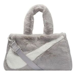 Nike Grey and White Fur Tote Bag